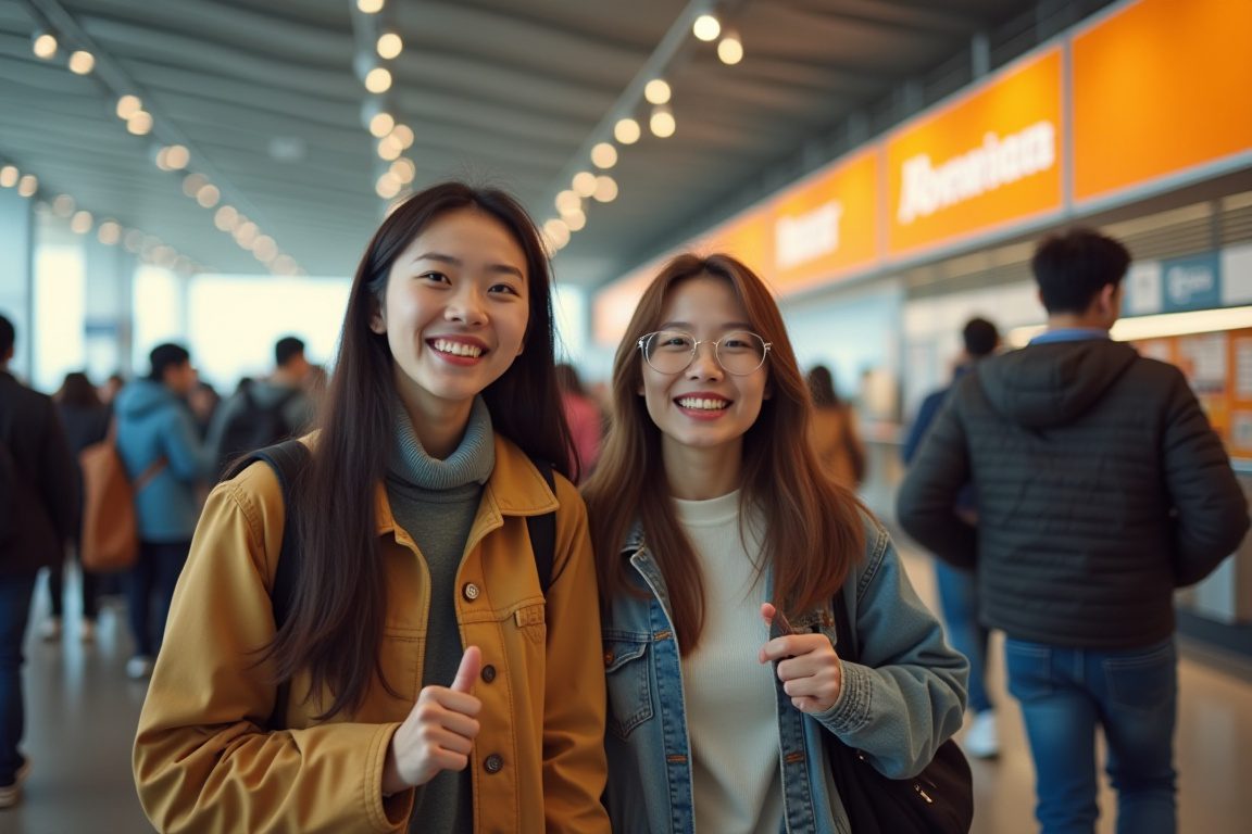 안전한 저가 항공사를 이용한 20대 여성들의 모습