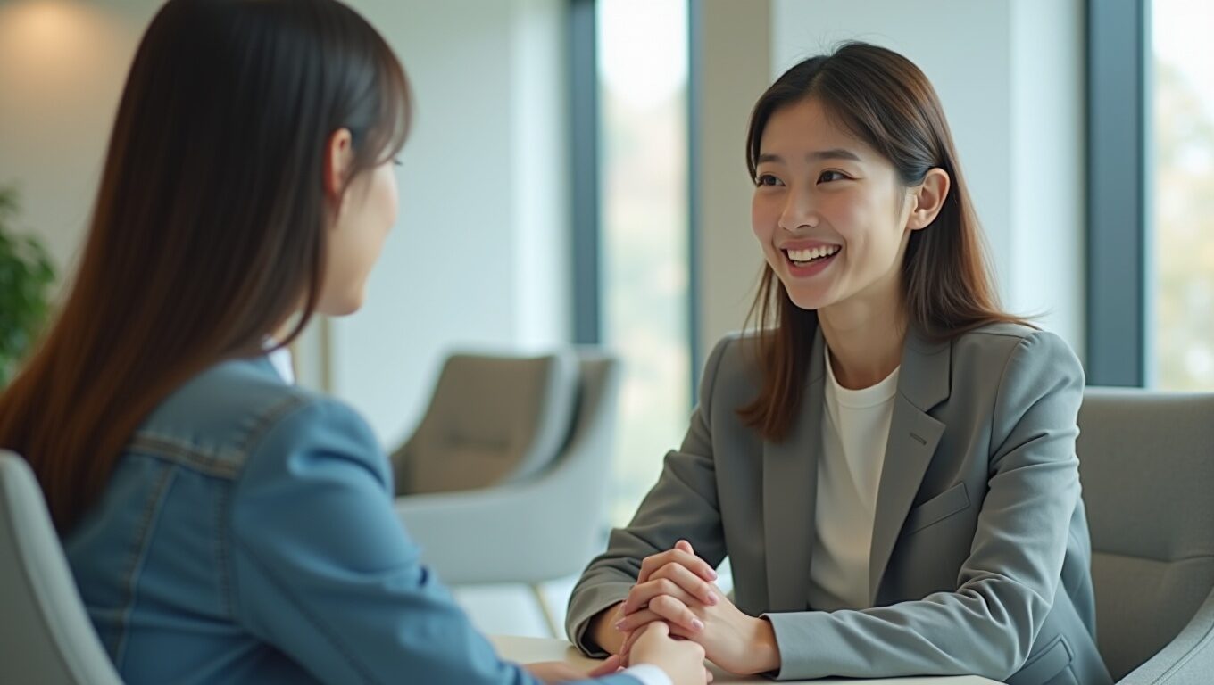 청년 적금을 은행에서 상담받고 있는 여성의 모습
