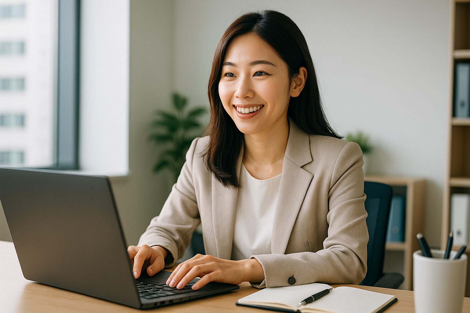 청년지원금 노트북으로 검색하는 여성
