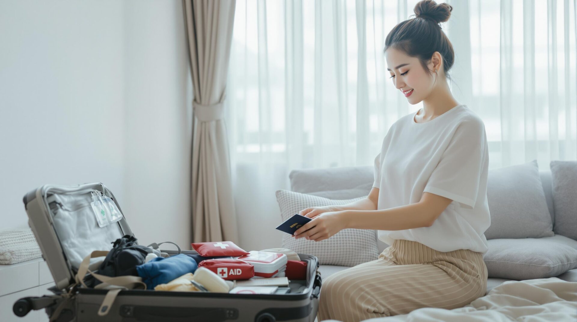 혼자 해외여행 준비하는 여성