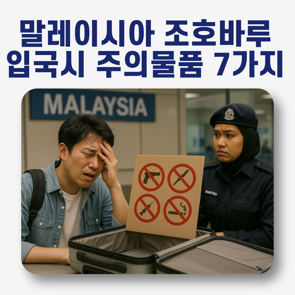 말레이시아 반입금지 물품때문에 곤란해 하는 남성의 모습
