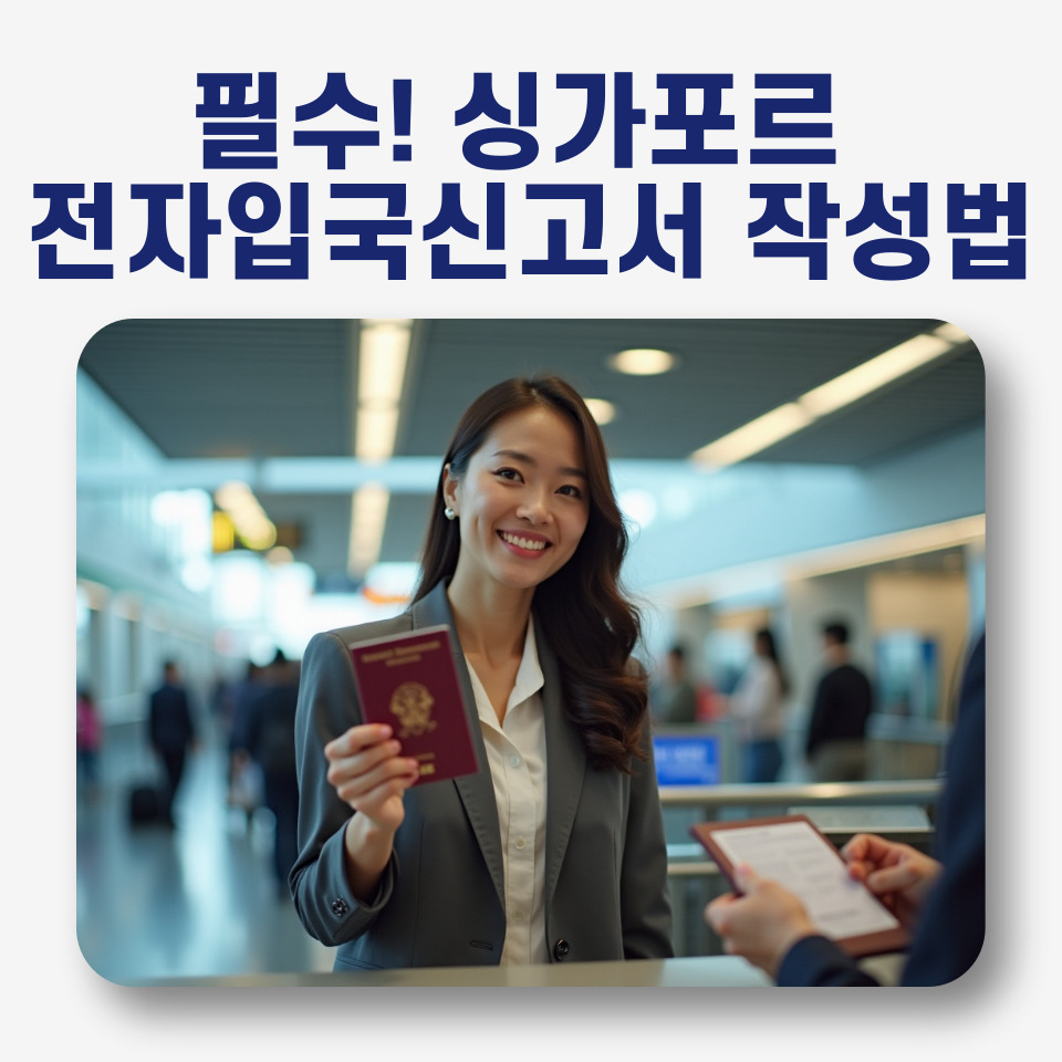 싱가포르 입국심사를 받고 환하게 웃으며 나오는 여성