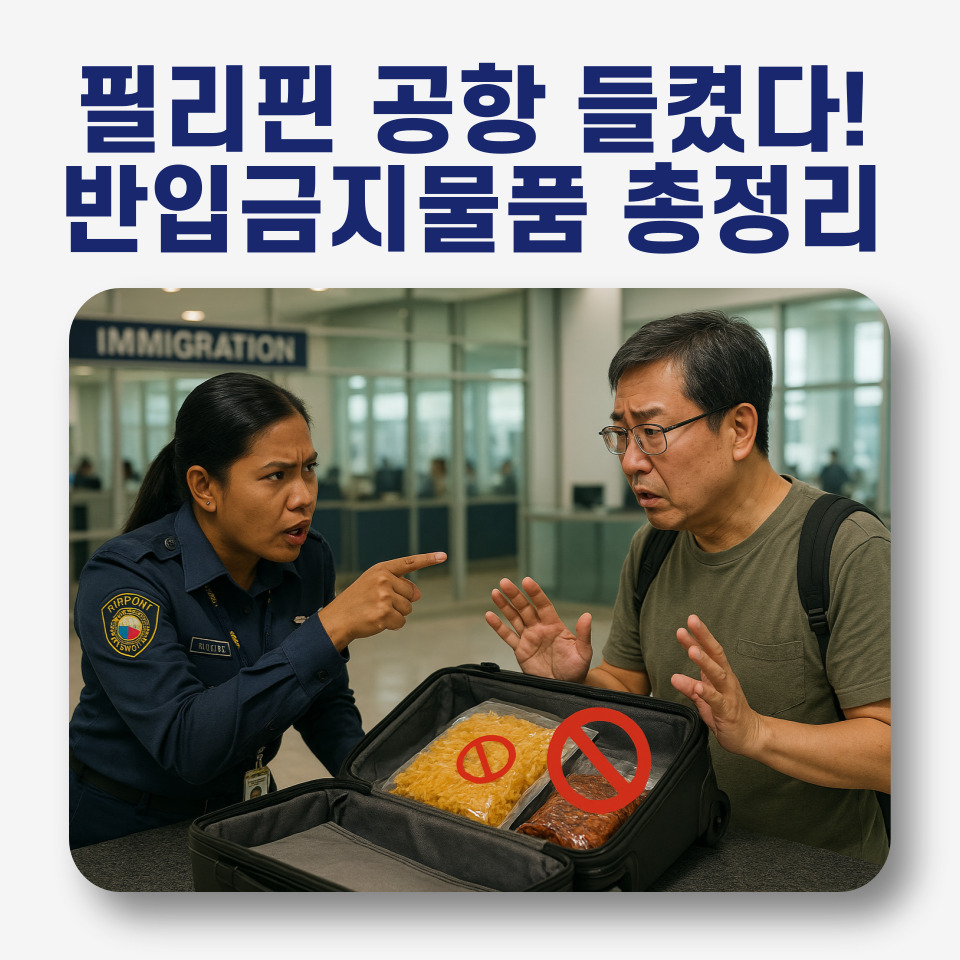 필리핀 공항에서 반입금지물품으로 곤란한 상황인 남성