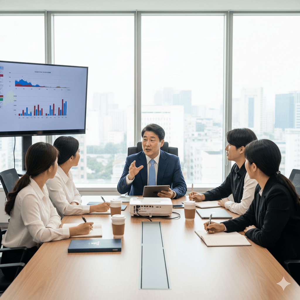 청년일자리도약장려금 회의하는 기업