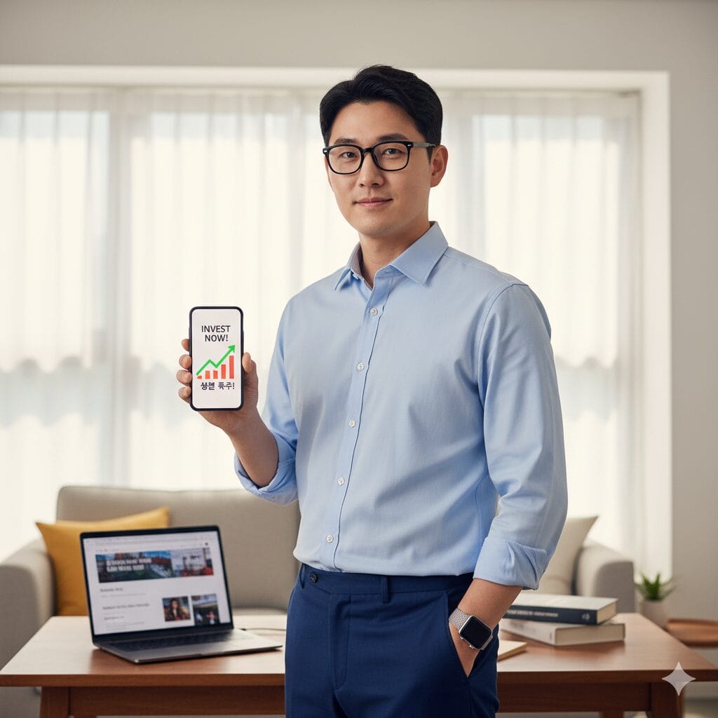 주식 투자하는 30대 남성의 모습