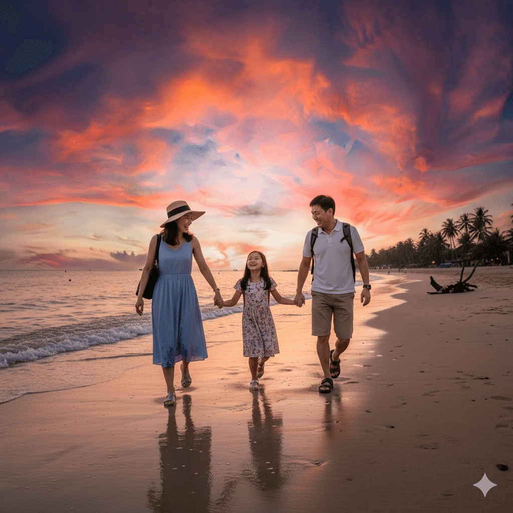 말레이시아 여행 중인 한국인 가족의 모습